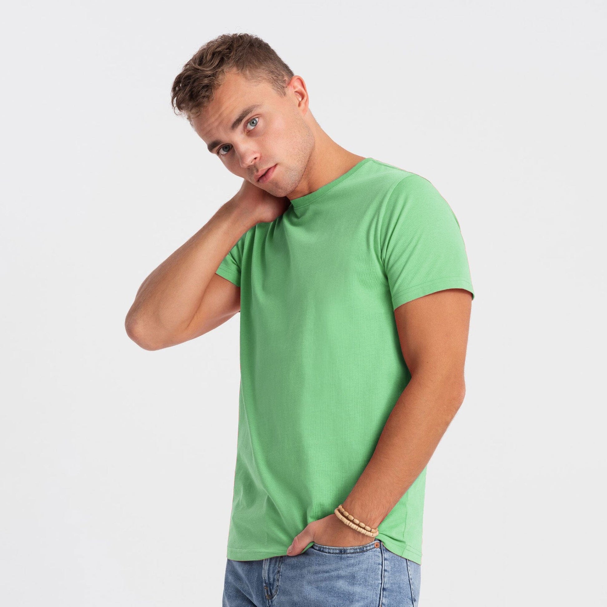 Fevlo Men's Palermo Solid Design Short Sleeve Tee Shirt Men's Tee Shirt Yasir Bin Asad (Sale Basis) Aqua Green XS 