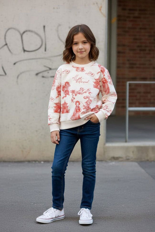 Max 21 Girl's Printed Fleece Sweat Shirt