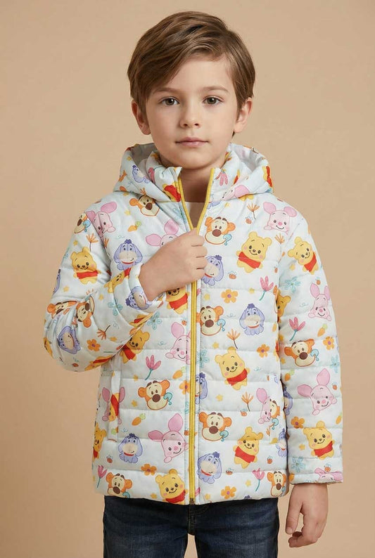 Oliveoutfits Kid's Printed Premium Hooded Puffer Jacket