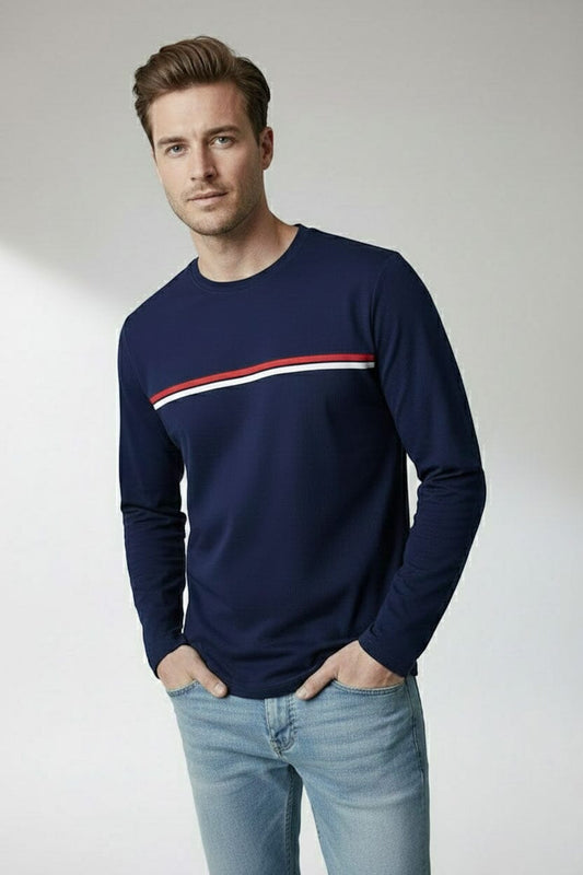 Men's Chest Striped Tee Shirt