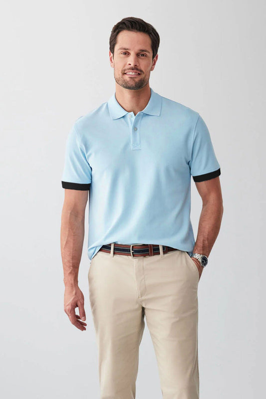 Polo Republica Men's Contrast Trim Sleeve Polo Shirt