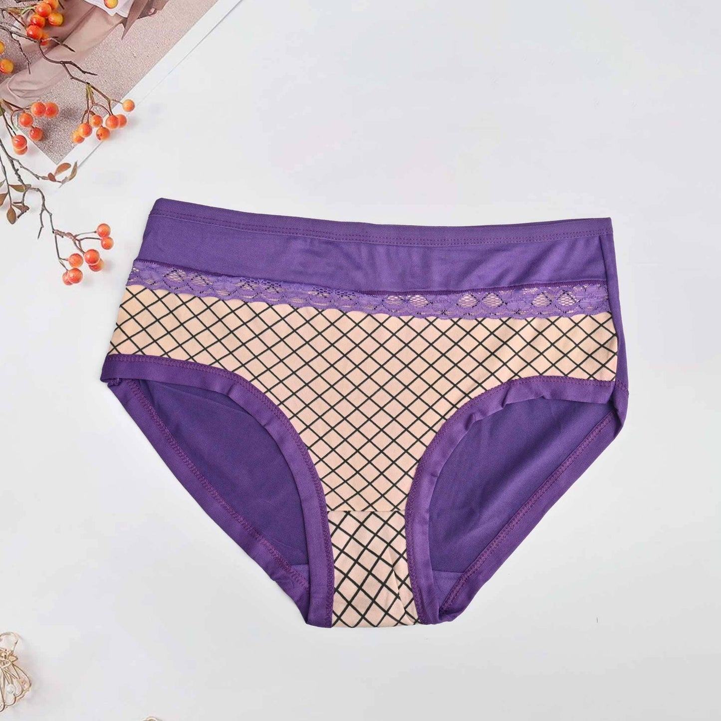 Shuifanxin Women's Lace Design Underwear Panties Women's Panties RAM Purple 30-34 inches 