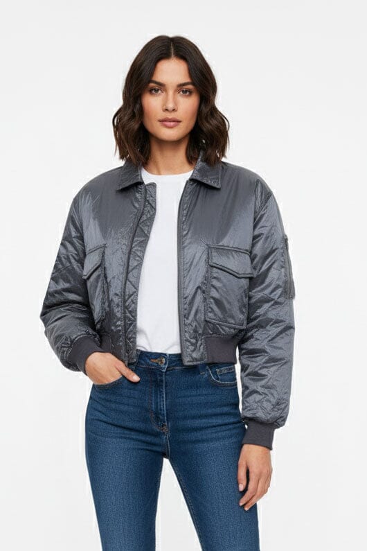 BHO Women's Cropped Bomber Jacket