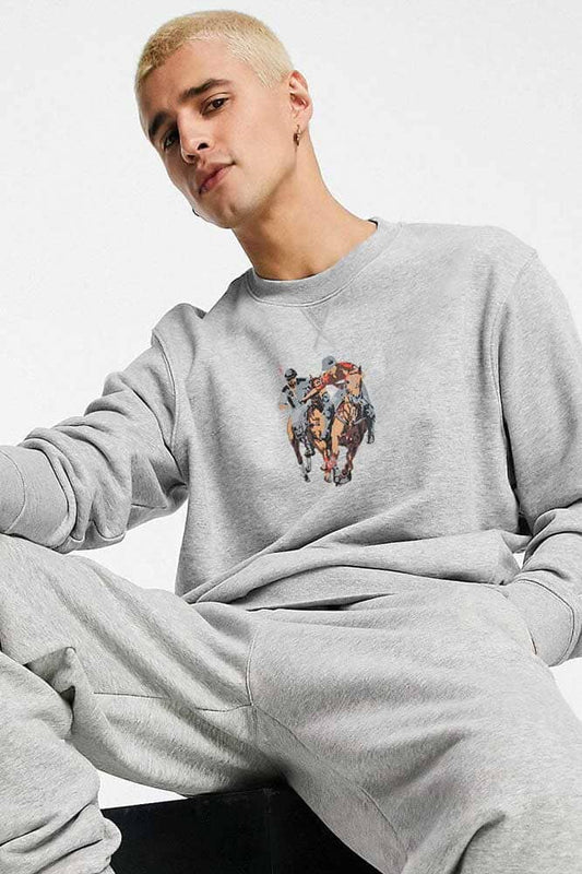 Polo Republica Men's Double Horse Printed Fleece Sweat Shirt