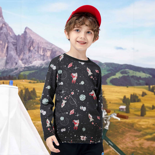 Kid's Glaxay Printed Long Sleeve Tee Shirt Boy's Tee Shirt Minhas Garments Black 9-12 Months 