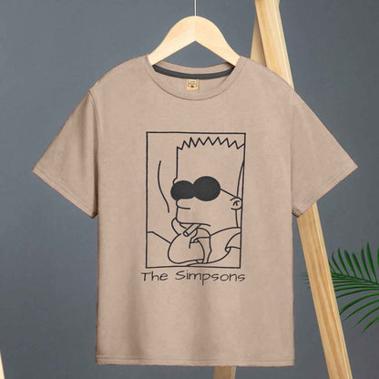 Junior Republic Kid's The Simpsons Printed Tee Shirt Boy's Tee Shirt JRR Light Mud 1-2 Years 