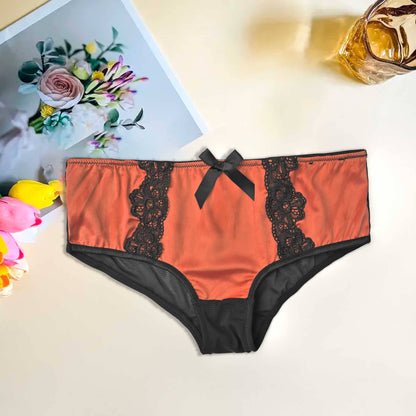 Mpz Women's Fancy Lace Design Silk Underwear Women's Lingerie RAM Rust M 