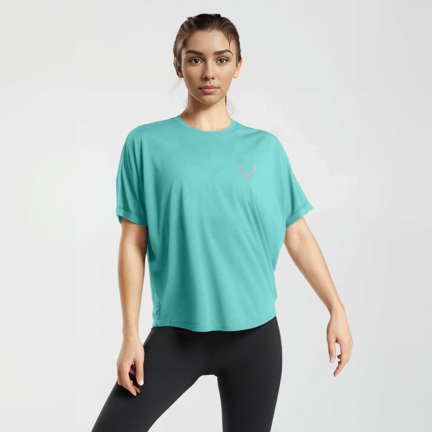 Polo Athletica Women's Baggy Style Seamless Sleeve Activewear Tee Shirt Women's Tee Shirt Polo Republica Turquoise XS 
