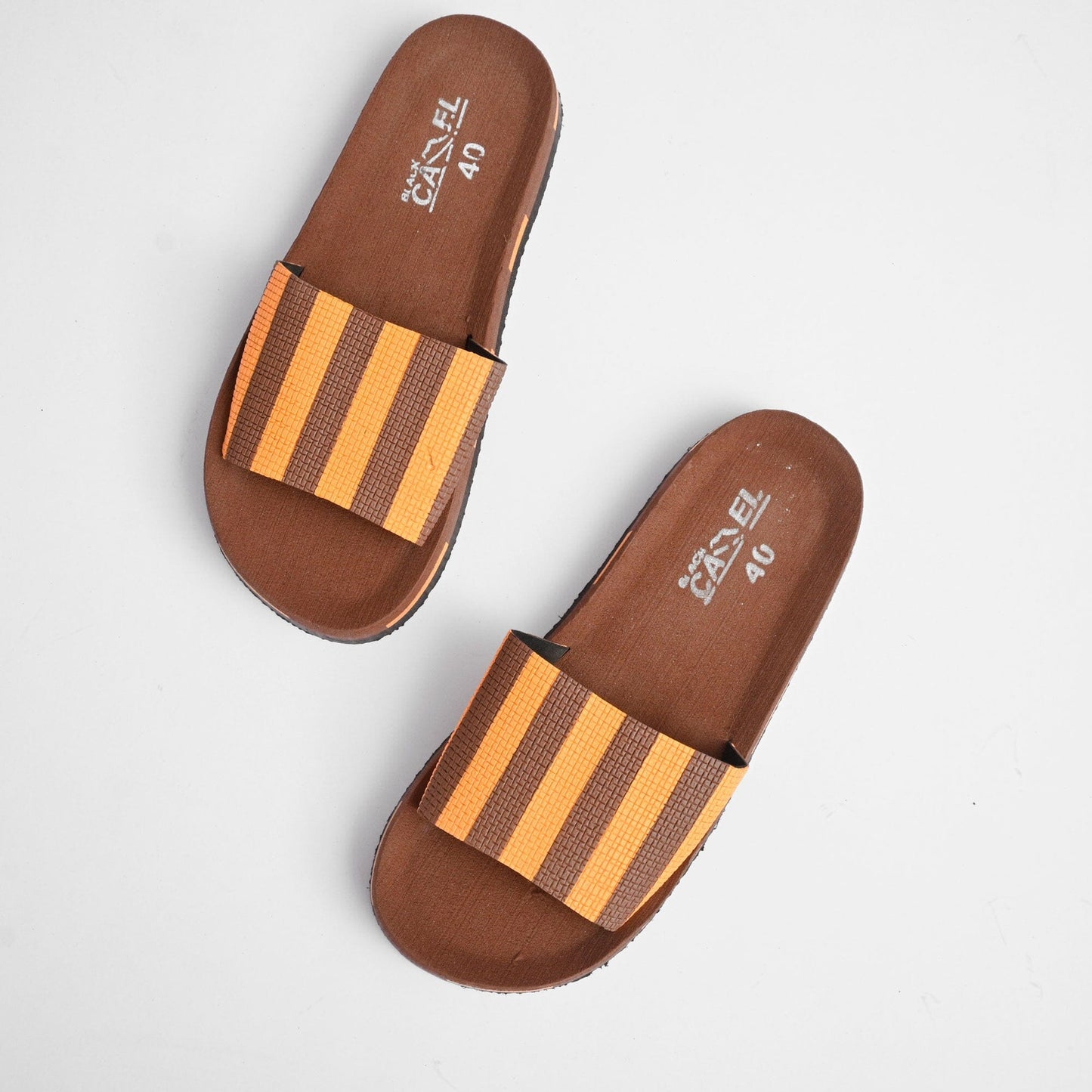 Black Camel Men's Stripe & Texture Design Soft Slides Men's Shoes Hamza Traders Brown EUR 39 