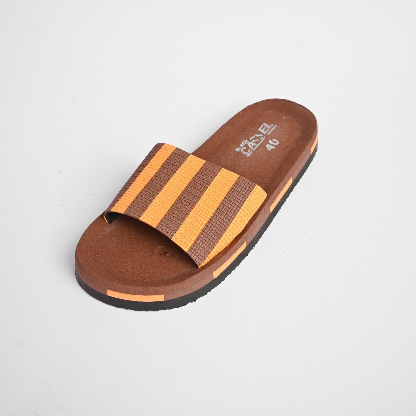 Black Camel Men's Stripe & Texture Design Soft Slides Men's Shoes Hamza Traders 