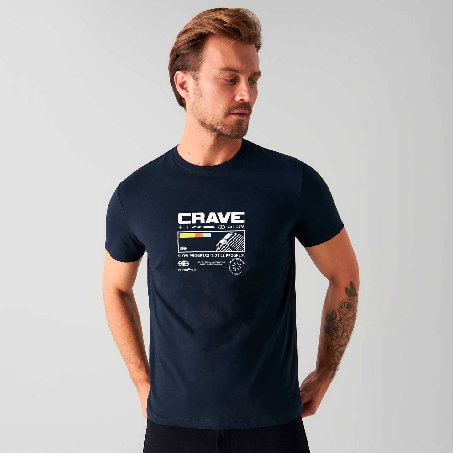 Polo Republica Men's Crave Printed Crew Neck Tee Shirt Men's Tee Shirt Polo Republica Navy S 