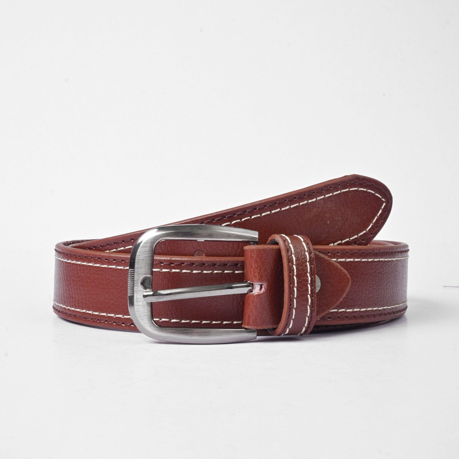 L&L Men's Zutphen Stitching Line Genuine Leather Belt Men's Belt LNL Chocolate 30-32 