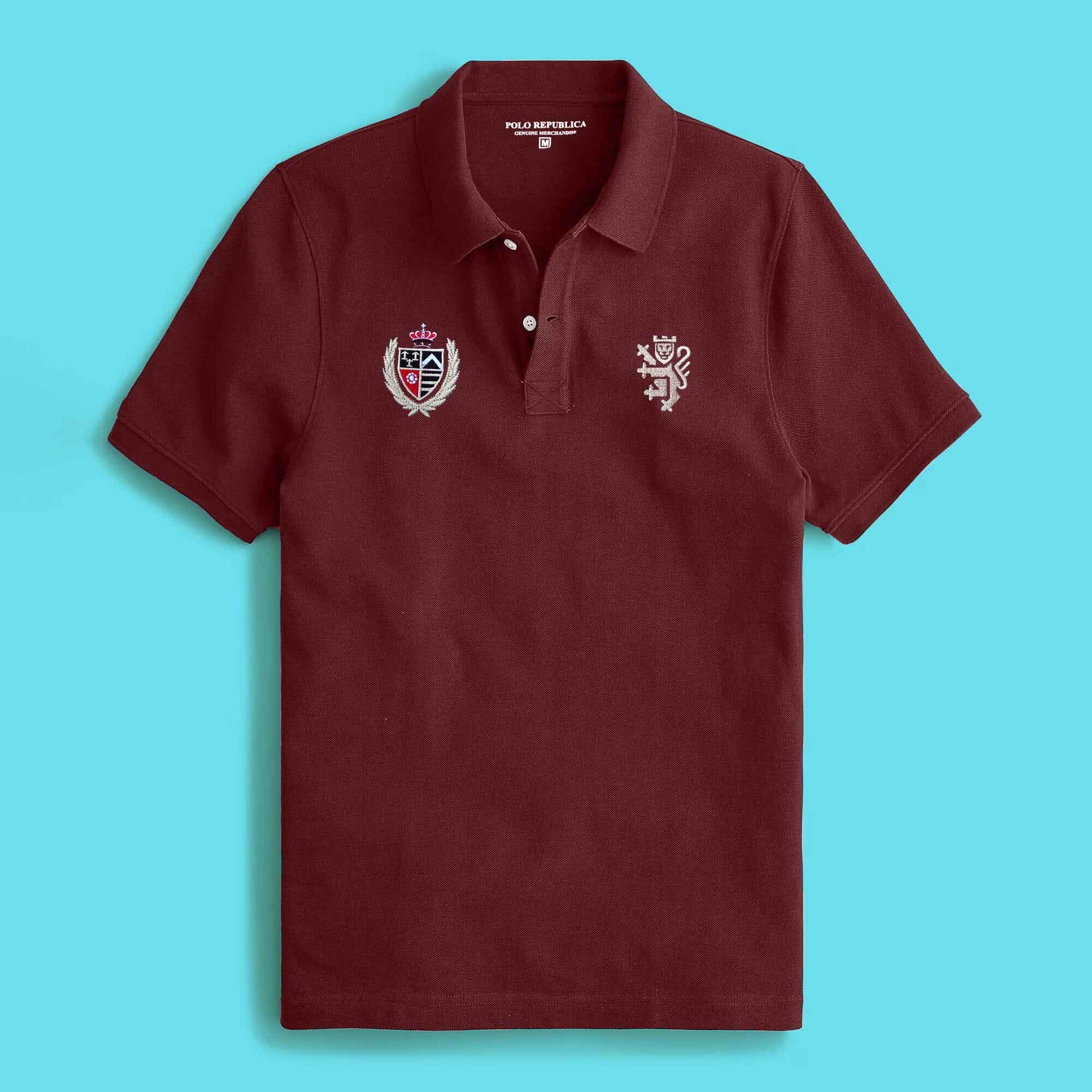 Polo Republica Men's Lion & Crest Embroidered Short Sleeve Polo Shirt Men's Polo Shirt Polo Republica 
