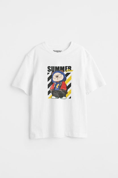 Polo Republica Boy's Summer Mew Printed Tee Shirt