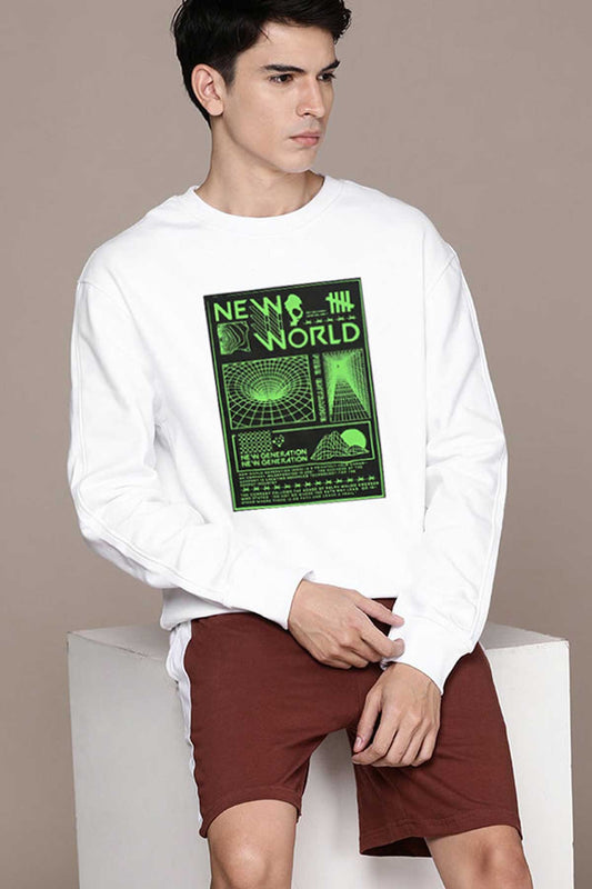 HAS Apparel Men's New World Printed Long Sleeve Sweat Shirt