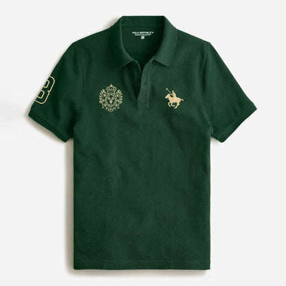 Polo Republica Men's Horse Emblem & 8 Embroidered Short Sleeve Polo Shirt Men's Polo Shirt Polo Republica 
