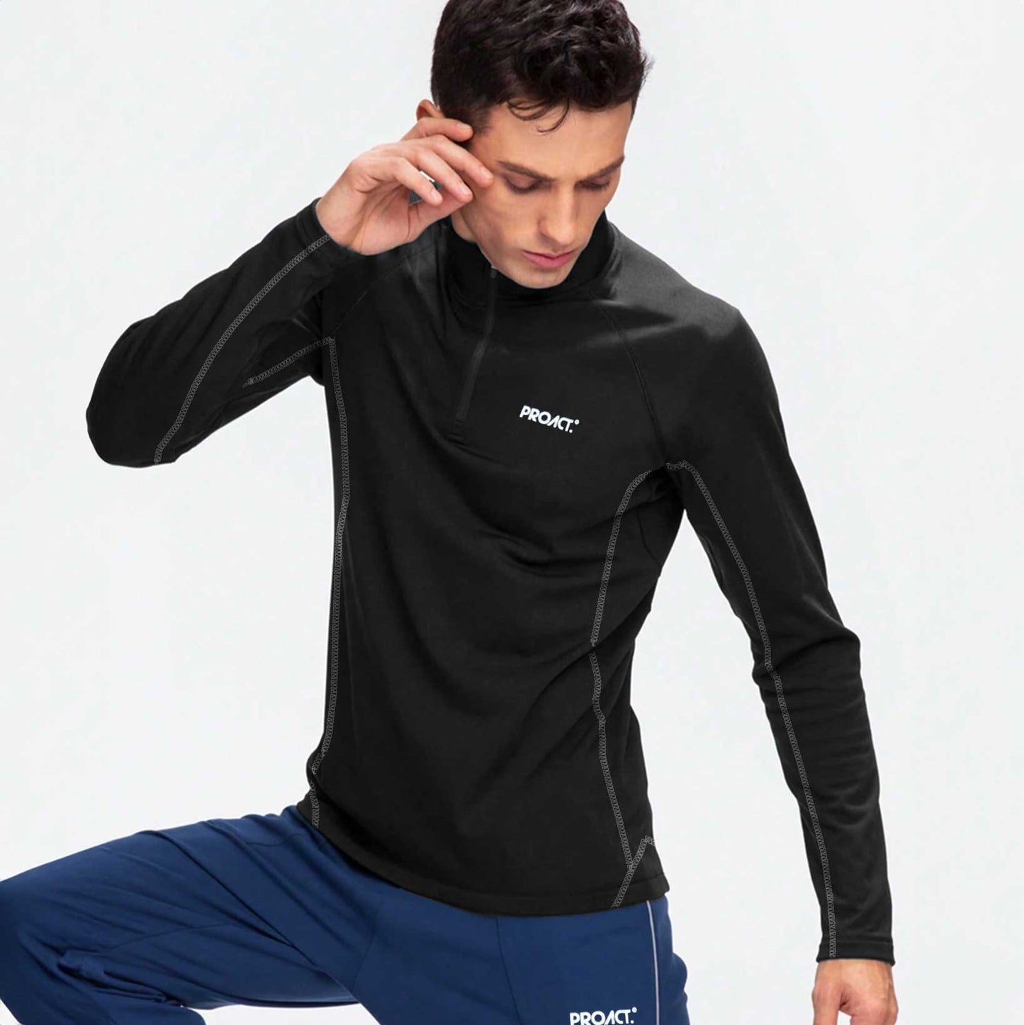 Proact Men's Threading Detail Style Activewear Quarter Zipper Sweat Shirt Men's Sweat Shirt HAS Apparel Black S 