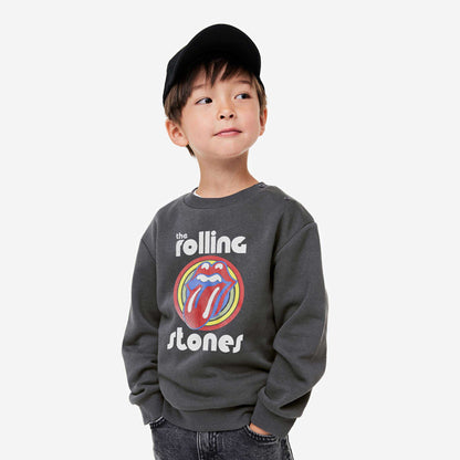HM Kid's Rolling Stones Printed Minor Fault Terry Sweat Shirt Kid's Sweat Shirt SNR Charcoal 4-6 Months 