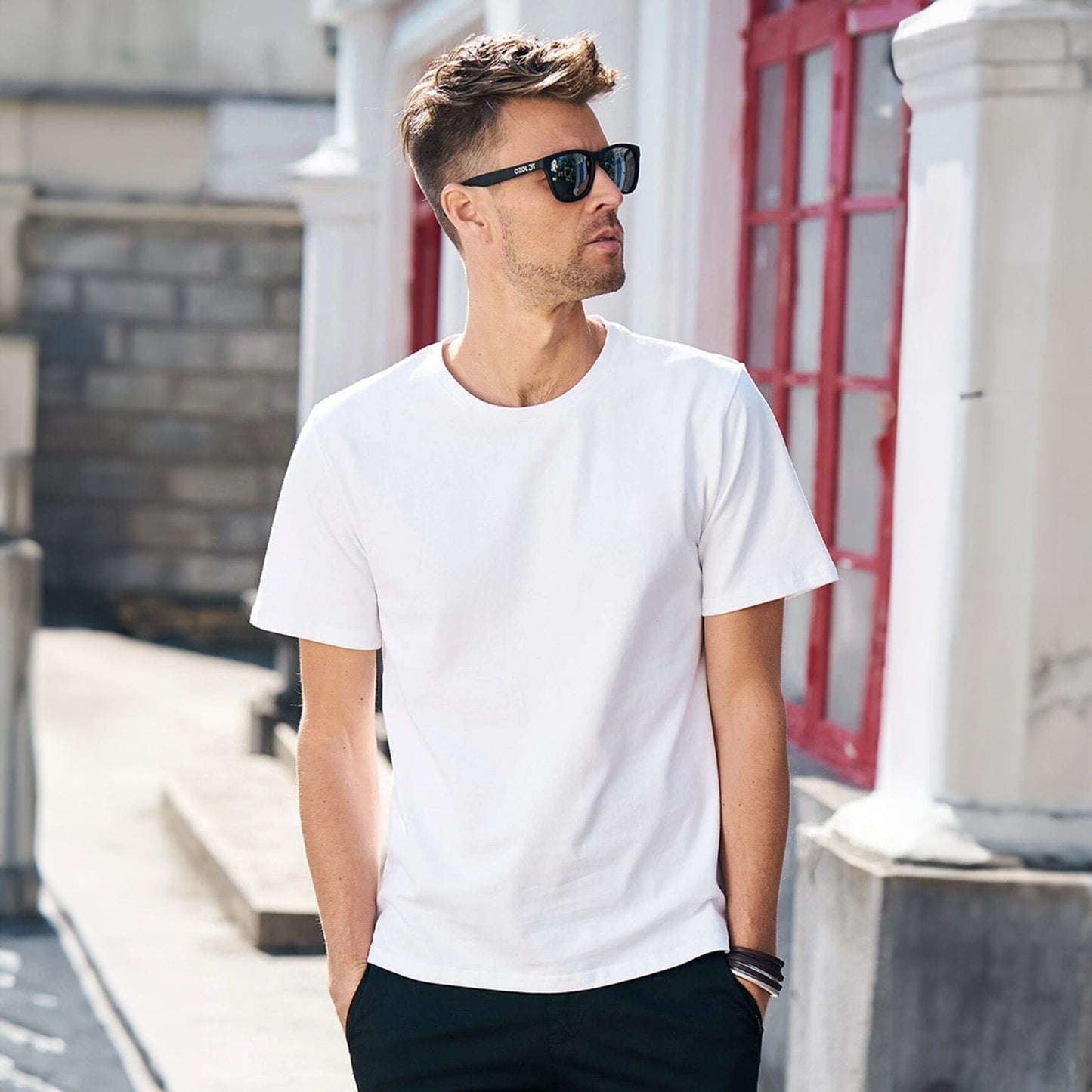 Lower East Men's Short-Sleeve Tee - 100% BCI Combed Cotton Perfection Men's Tee Shirt Image White S 