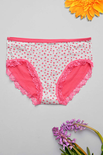 Women's Lace Design Floral Printed Hipster Boxer