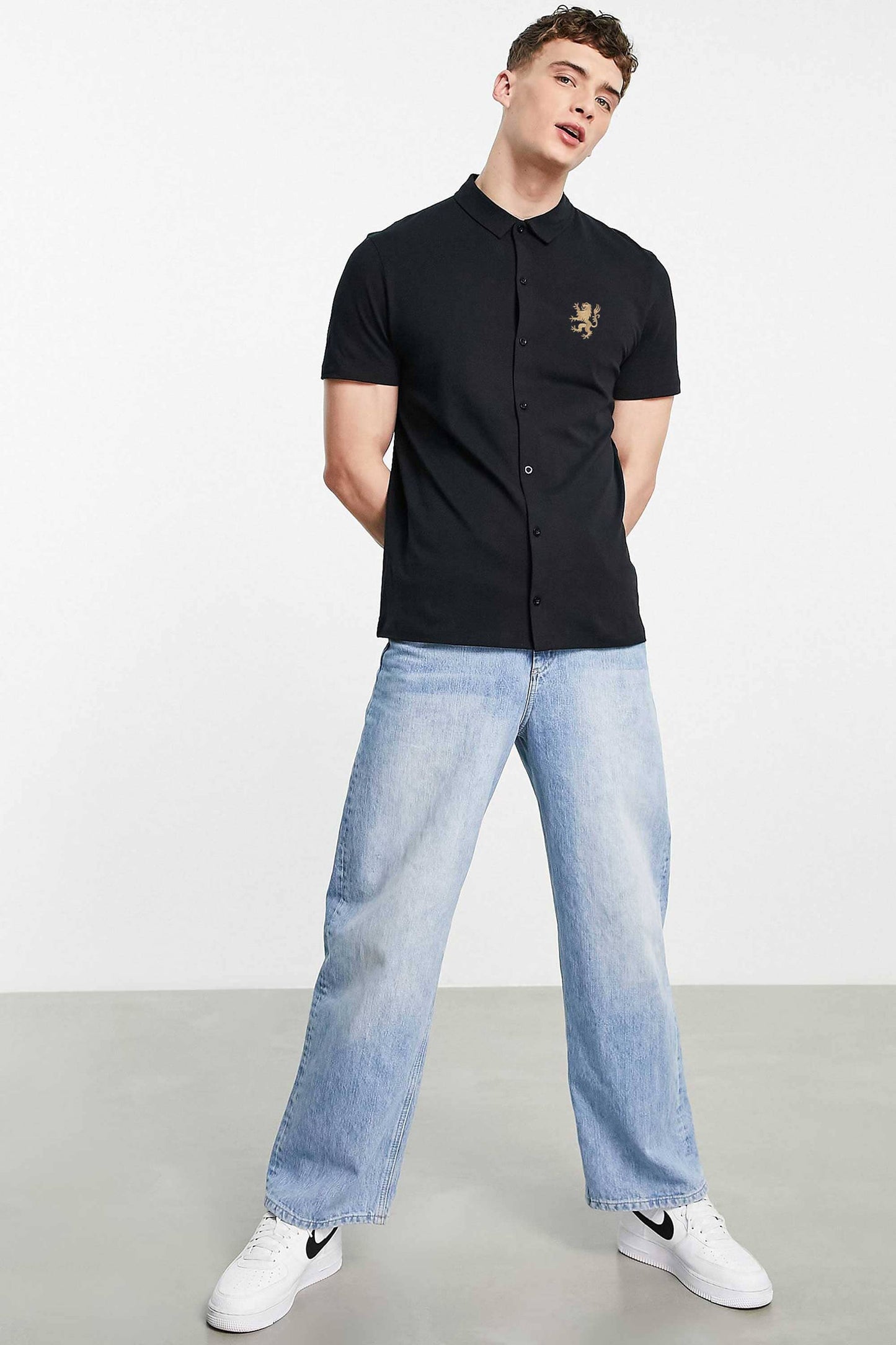 Polo Republica Men's Lion Embroidered Short Sleeves Casual Shirt Men's Casual Shirt Polo Republica 