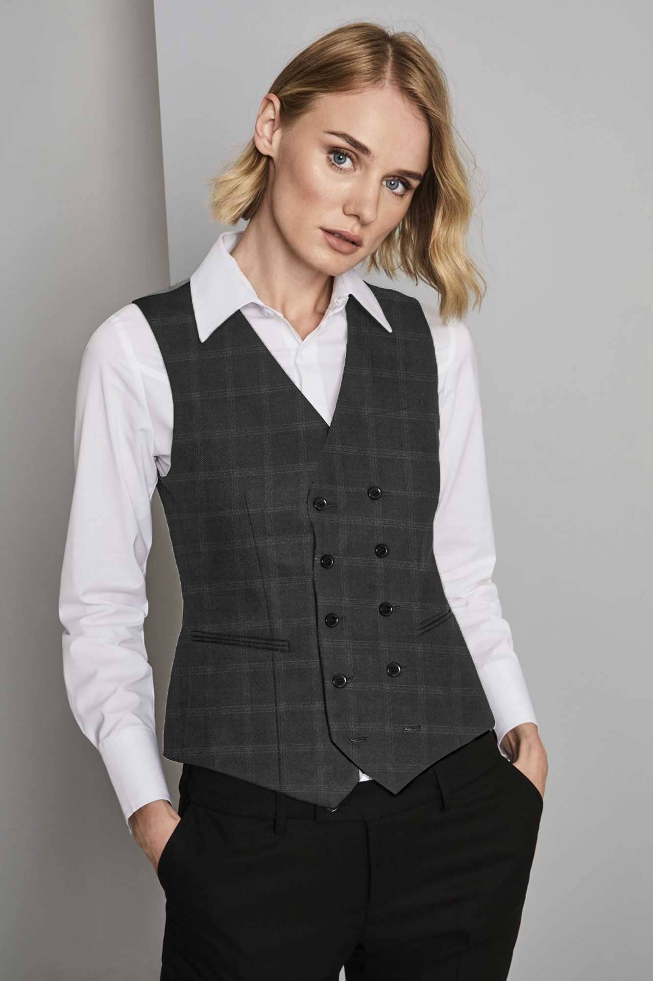 HM Women's Authentic Checked Waistcoat with Pockets 🧥🕴️🔥 Women's Waistcoat First Choice S-44 
