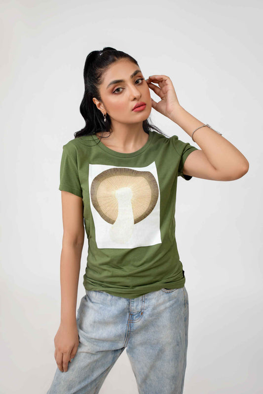 Madamadam Women's Mushroom Printed Short Sleeve Tee Shirt Women's Tee Shirt MADAMADAM 