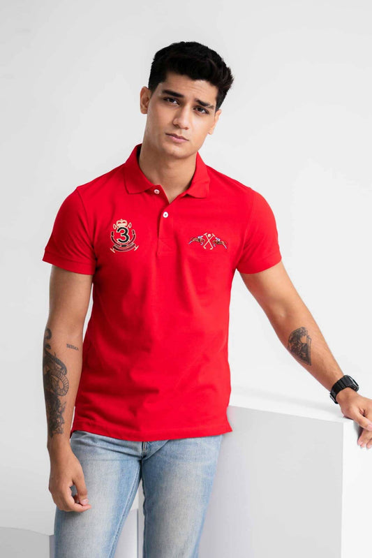 Polo Republica Men's Double Pony & 3 Crest Embroidered Short Sleeve Polo Shirt Men's Polo Shirt Polo Republica 