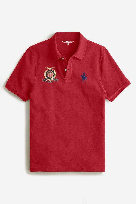 Polo Republica Men's Horse & Crest Embroidered Short Sleeve Polo Shirt Men's Polo Shirt Polo Republica Red S 