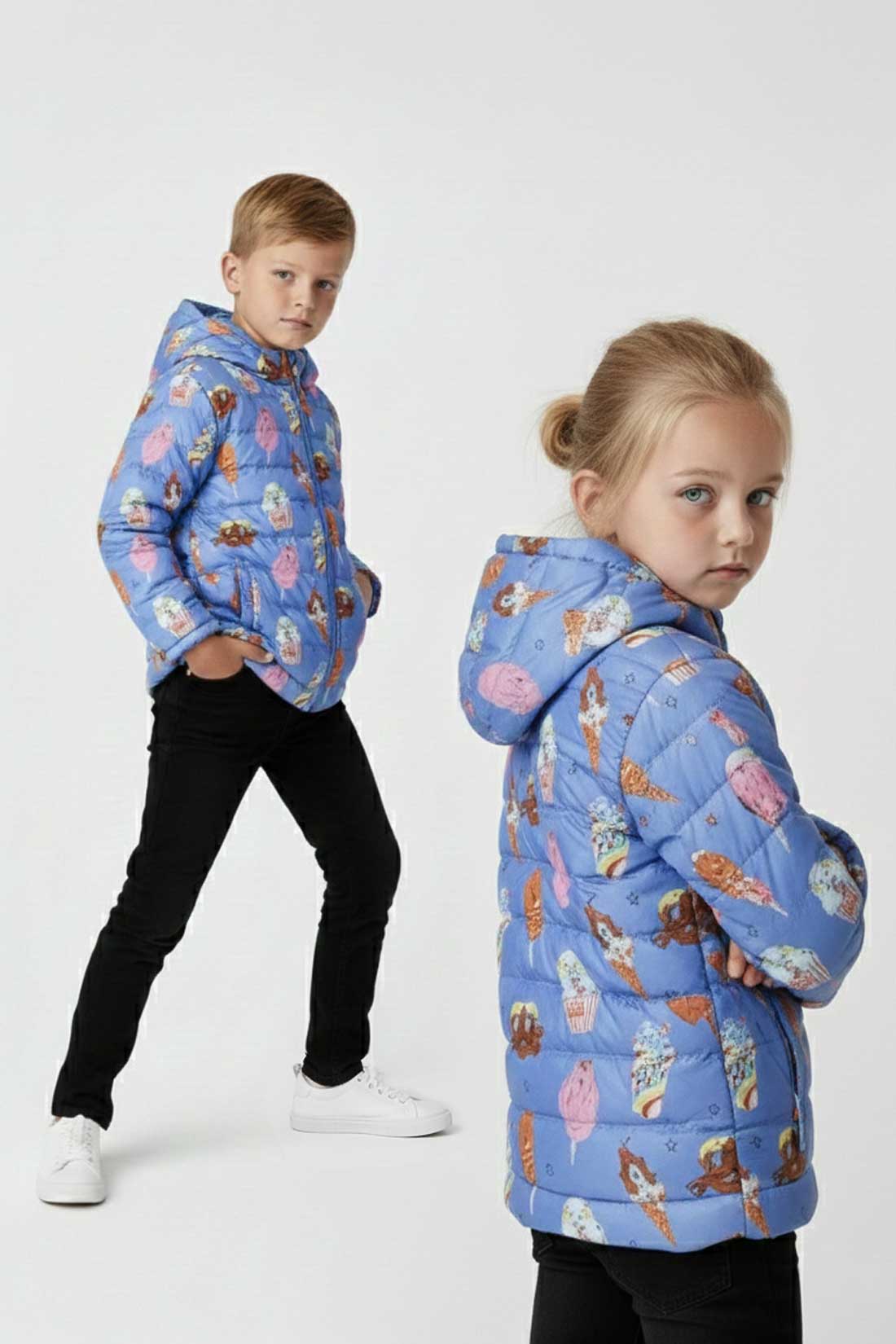 Olive Outfits Kid's Lightweight Hooded Puffer Jacket