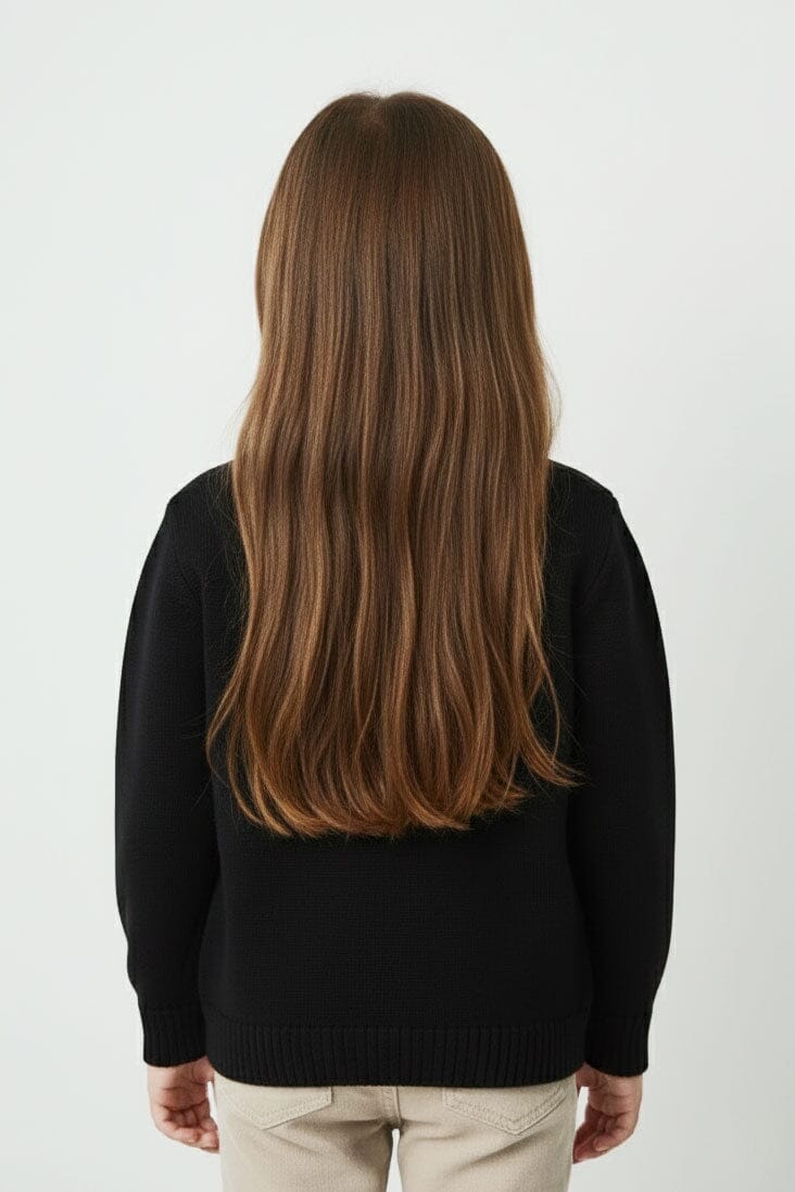 Yes Mom Girl's Embroidered Knitted Sweater