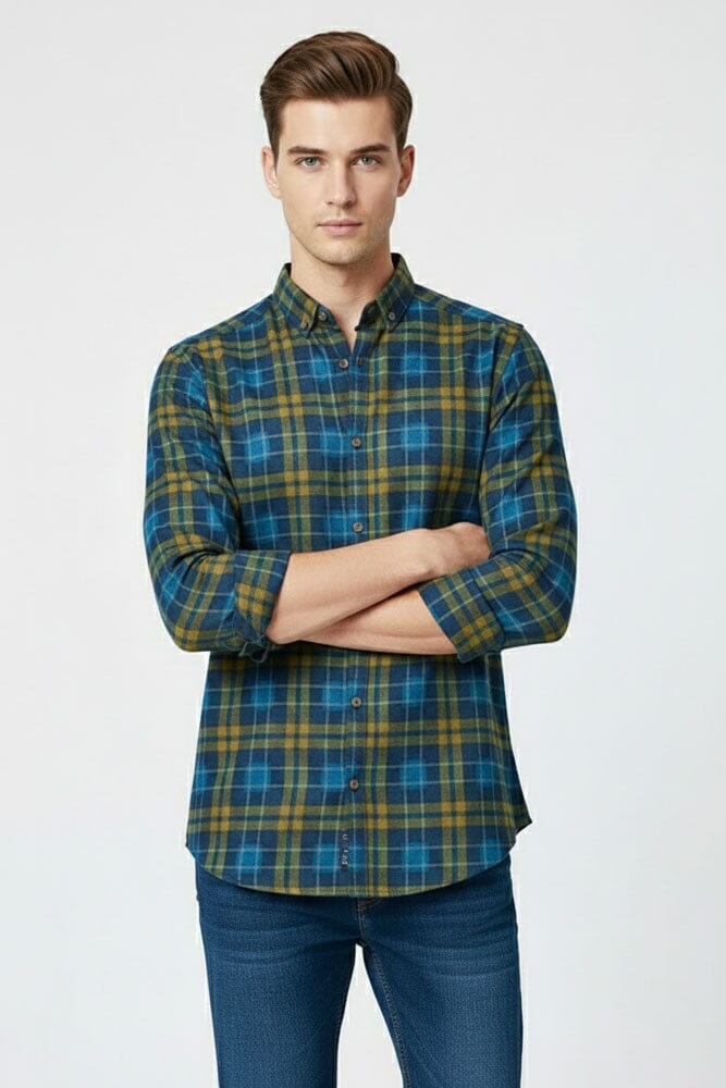 Scanners Men's Plaid Casual Shirt