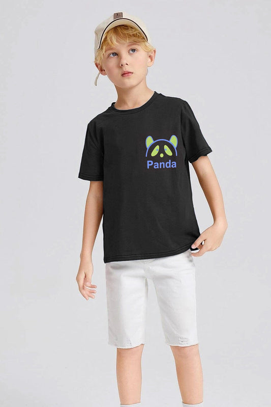 Comfort Kid's Panda Printed Short Sleeve Tee Shirt Boy's Tee Shirt Usman Traders Black 2-3 Years 