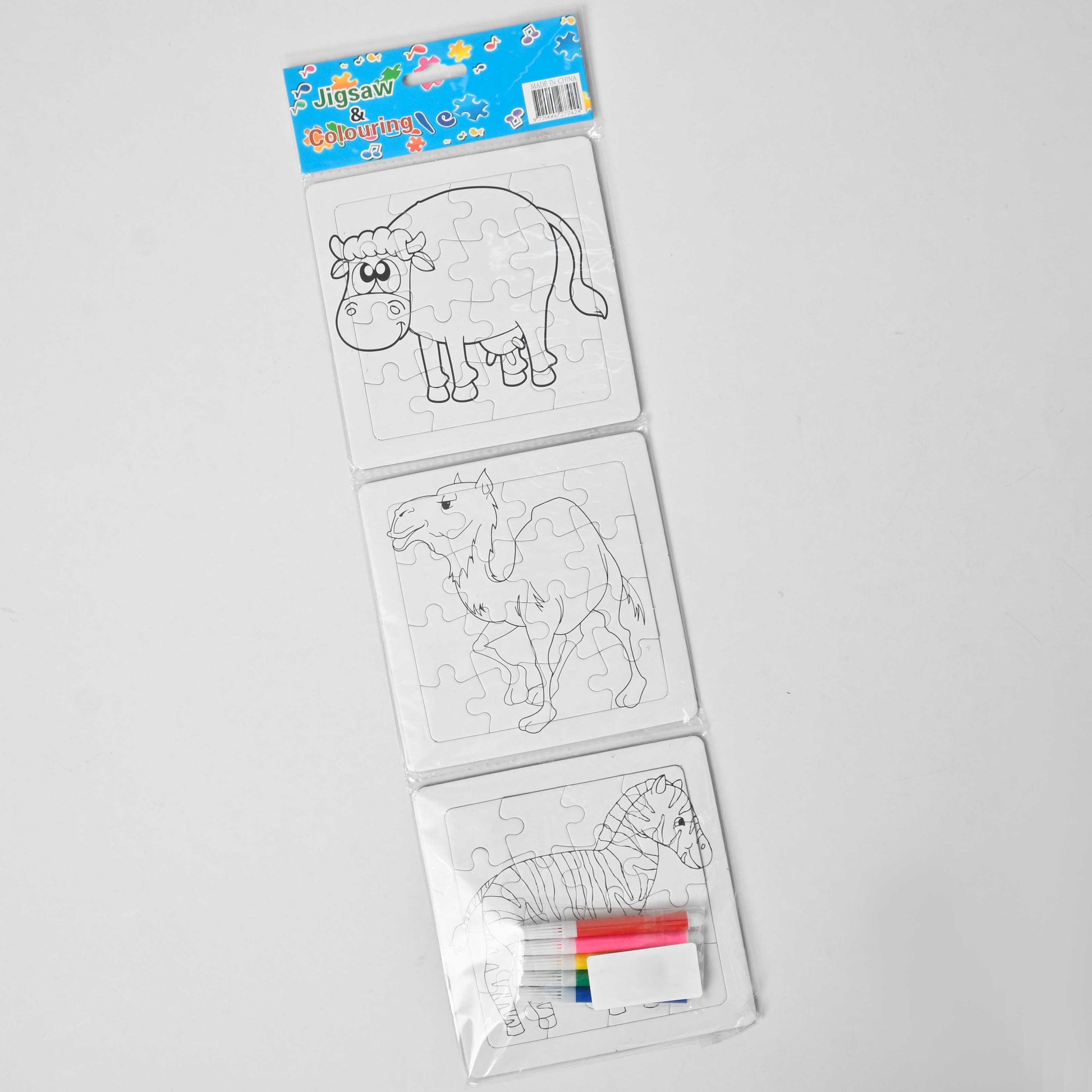 Jigsaw & Coloring Kid's Drawing Puzzle Card - Pack Of 3 Toy SRL D4 