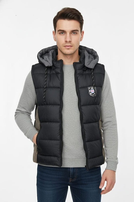 Men's Houndstooth Panel Puffer Gilet