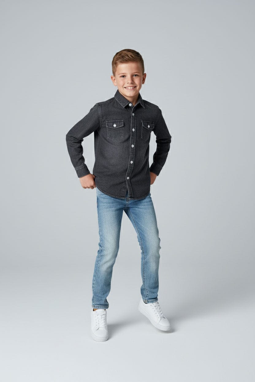 Styles Republic Boy's Accent Denim Casual Shirt