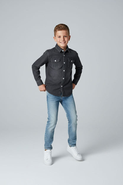 Styles Republic Boy's Accent Denim Casual Shirt