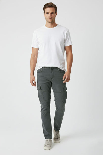 D&Co Men's Slim Fit Premium Cargo Denim