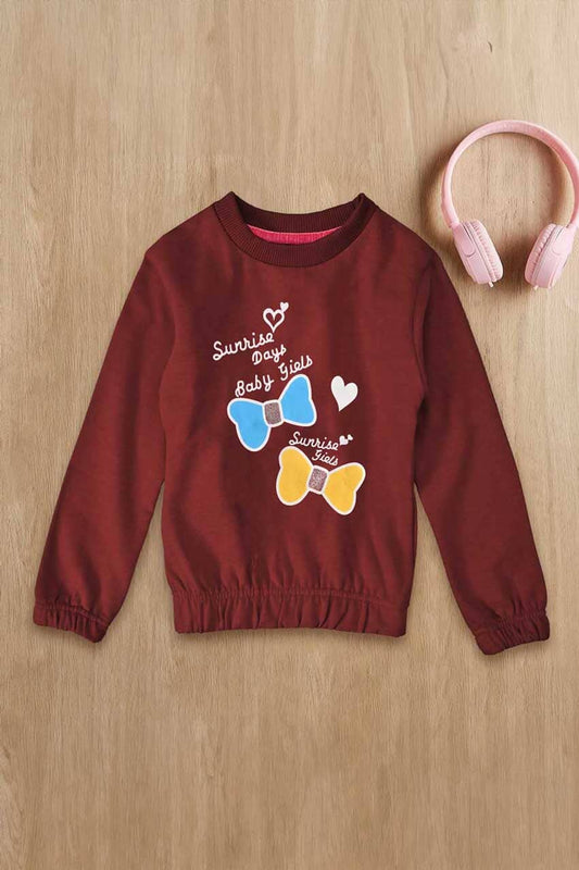 Lyallpur Girl's Sunrise Days Printed Fleece Sweat Shirt