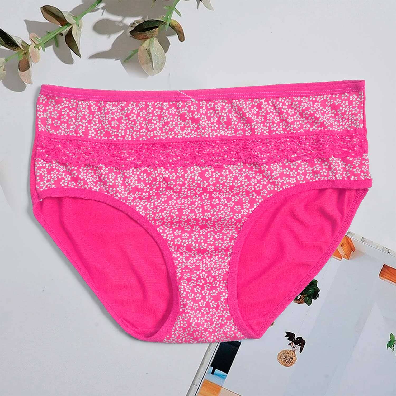 Yindanya Women's Floral Pattern Underwear Panties Women's Lingerie SRL Hot Pink 28-34 