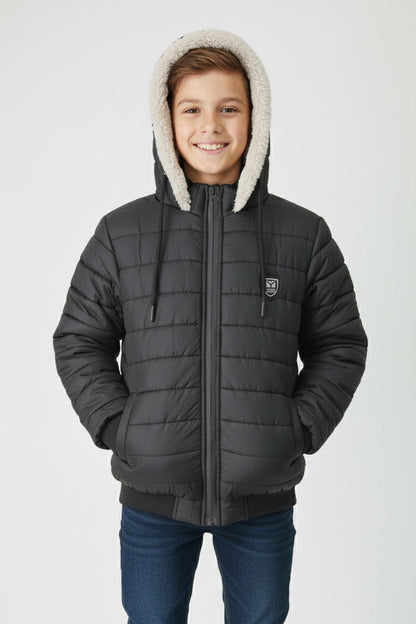 Boy's Fur Hooded Puffer Jacket
