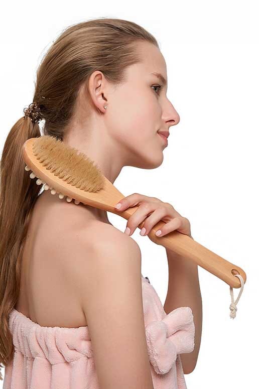 Long Wooden Dual-Sided Body Brush Bath Massager