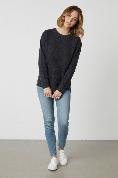 L.A.T Women's Leopard High Low Hem Premium Sweatshirt