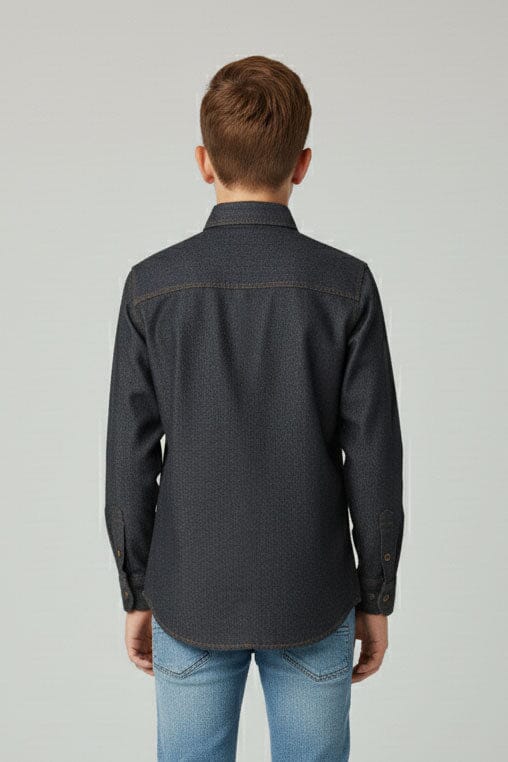 Styles Republic Boy's Geometric Denim Casual Shirt