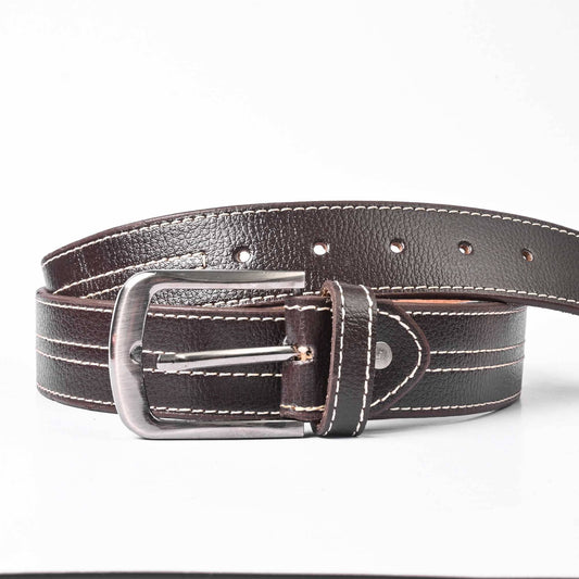 L&L Men's Stitching Line Genuine Leather Belt Men's Belt LNL Chocolate 30-32 
