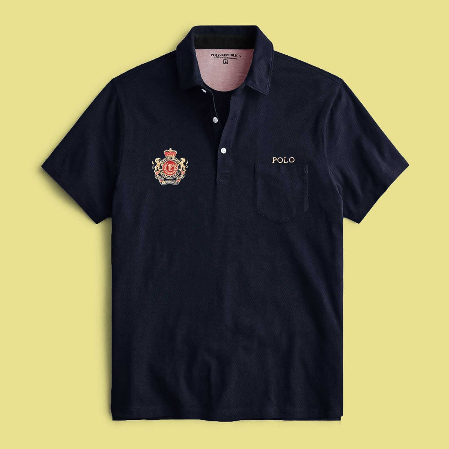 Polo Republica Men's PRC Crest & Polo Embroidered Pocket Polo Shirt Men's Polo Shirt Polo Republica 