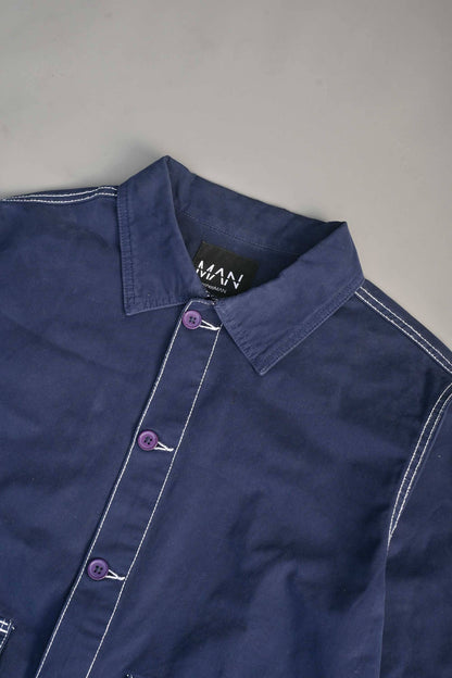 BM Men's Twill Contrast Top Stitched Shacket Men's Casual Shirt HAS Apparel 