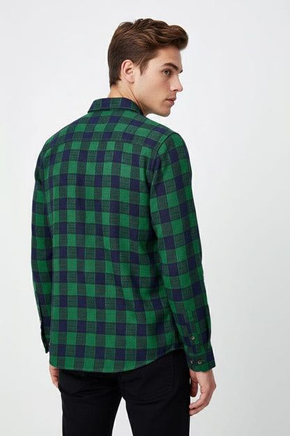Scanners Men's Plaid Check Casual Shirt