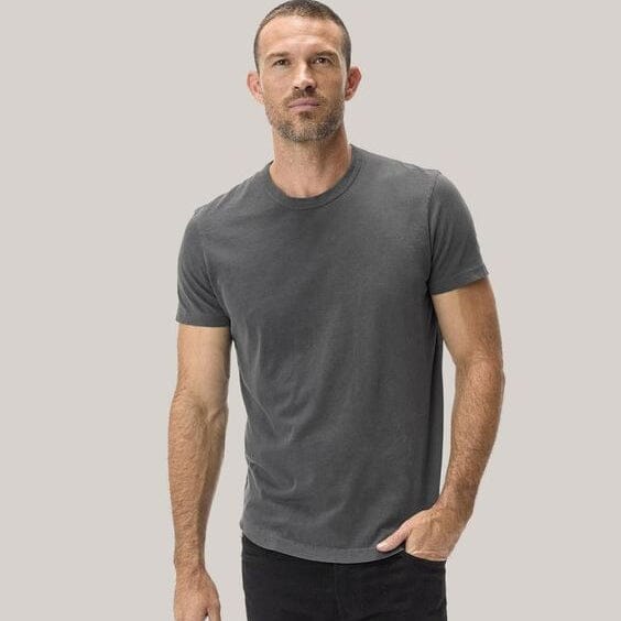 Lower East Men's Short-Sleeve Tee - 100% BCI Combed Cotton Perfection Men's Tee Shirt Image Charcoal S 