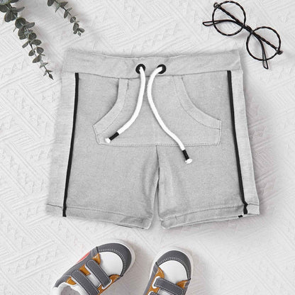 Little Junior Kid's Piping Style Terry Shorts Kid's Shorts SNR Grey 6-9 Months 